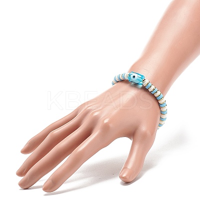 4Pcs 4 Color Handmade Evil Eye Lampwork Column Beaded Stretch Bracelets Set BJEW-JB08904-1