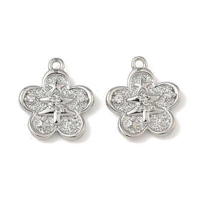 Christmas Brass Micro Pave Clear Cubic Zirconia Pendants KK-A280-03G-P-1