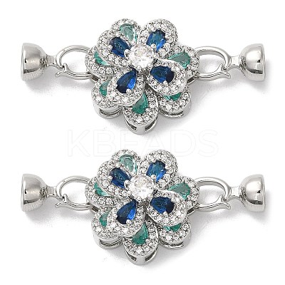Brass Micro Pave Clear Cubic Zirconia Fold Over Clasps KK-E084-33P-1