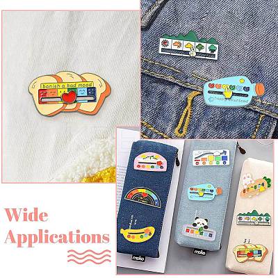 10Pcs 10 Styles Mood Social Battery Sliding Enamel Pins JEWB-CJ0001-52-1