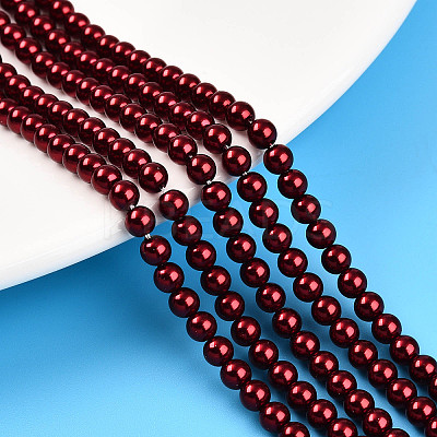 Baking Paint Pearlized Glass Pearl Bead Strands HY-N002-4mm-A13-1