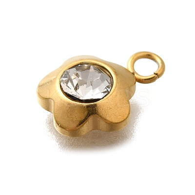 304 Stainless Steel Pave Cubic Zirconia Charms STAS-D310-07G-02-1
