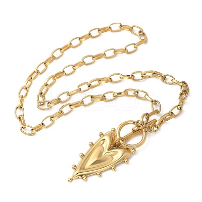 304 Stainless Steel Heart Pendant Necklaces for Women NJEW-Z063-05G-1