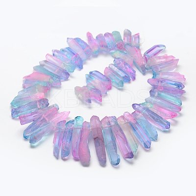 Electroplate Natural Quartz Crystal Beads Strands X-G-F462-01D-1