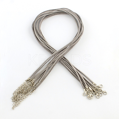 2mm Faux Suede Cord Necklace Making with Iron Chains & Lobster Claw Clasps NCOR-R029-08-1
