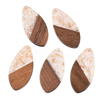 Transparent Resin and Walnut Wood Pendants RESI-T057-05N-1
