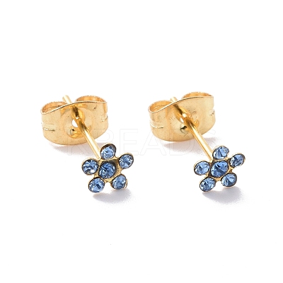 Rhinestone Flower Stud Earrings with 316L Surgical Stainless Steel Pins EJEW-P204-03G-03-1