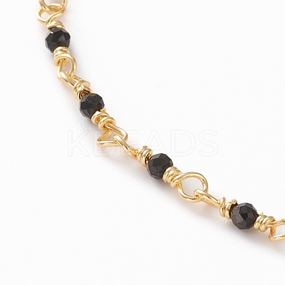 Faceted Round Natural Spinel Beaded Necklaces NJEW-JN03215-01-1
