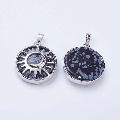 Natural Snowflake Obsidian Pendants G-K234-B08-1