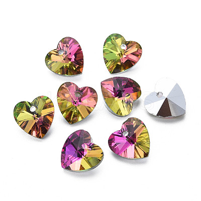 Heart Electroplated Glass Charms EGLA-N006-012C-1