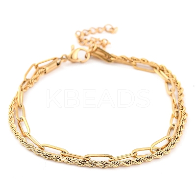 304 Stainless Steel Multi-Strand Chain Bracelets LS-BJEW-G711-03D-G-1