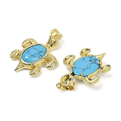 Synthetic Turquoise & Brass Pendants KK-F887-01G-06-1