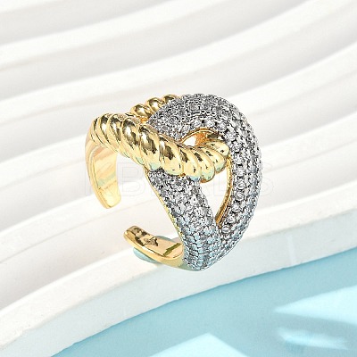 Brass Micro Pave Cubic Zirconia Rings RJEW-D307-04G-B-1