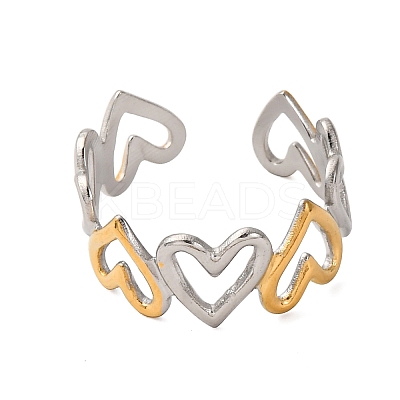 304 Stainless Steel Double Color Cuff Rings RJEW-S635-01GP-Q-1