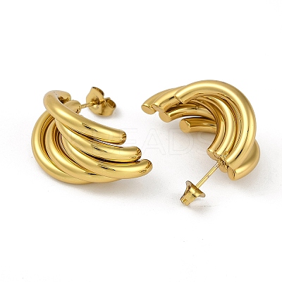 PVD Vacuum Plating 201 Stainless Steel Stud Earrings for Women EJEW-F345-02G-1