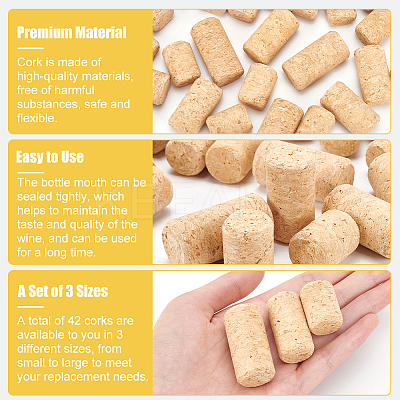 42Pcs 3 Styles Cork Stopper AJEW-BC0007-01-1
