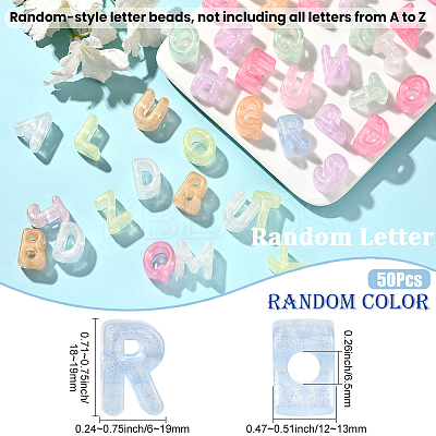 50Pcs Luminous Transparent Acrylic Beads LACR-SP0001-01-1