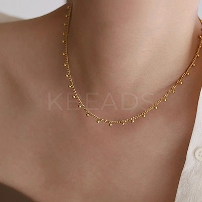 304 Stainless Steel Round Beads Tassel Twisted Chain Necklaces for Women FS-WG442A8-01-1