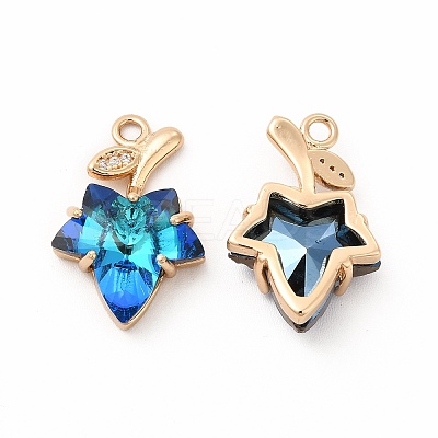 Brass with K9 Glass Charms KK-B071-14G-1