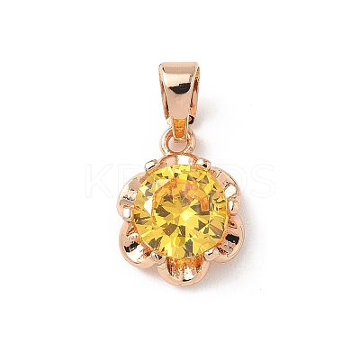 Brass Micro Pave Cubic Zirconia Pendants KK-D369-06KCG-1