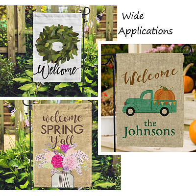 4Pcs 4 Style Linen Vertical Double Sided Garden Flag AJEW-CF0001-15-1