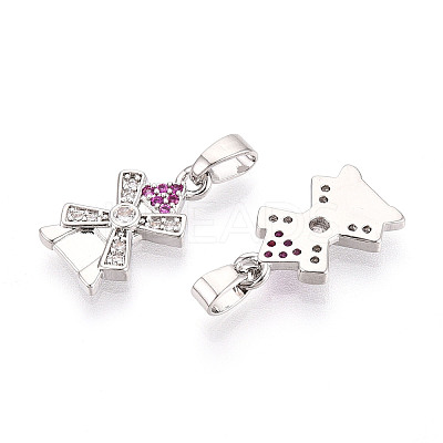 Brass Micro Pave Cubic Zirconia Pendants KK-N257-69P-1
