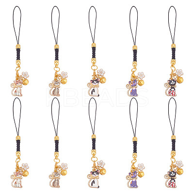10Pcs 5 Styles Alloy Enmal Pendant Decorations HJEW-GO00019-1
