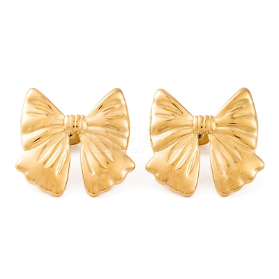 Ion Plating(IP) Bowknot 304 Stainless Steel Stud Earrings for Women EJEW-L272-026G-01-1