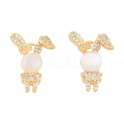 Brass Micro Pave Clear Cubic Zirconia Pendants KK-N231-383-1