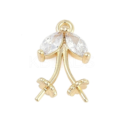 Rack Plating Brass with Cubic Zirconia Pendants KK-Q018-04G-1