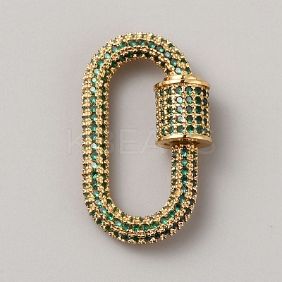 Brass Micro Pave Cubic Zirconia Screw Carabiner Lock Charms FIND-WH0420-114B-1