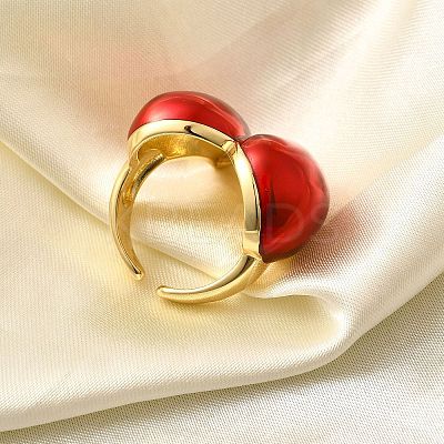Brass Enamel Cuff Rings for Women RJEW-B114-01G-1