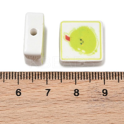 Printed Handmade Porcelain Beads PORC-G016-04O-1