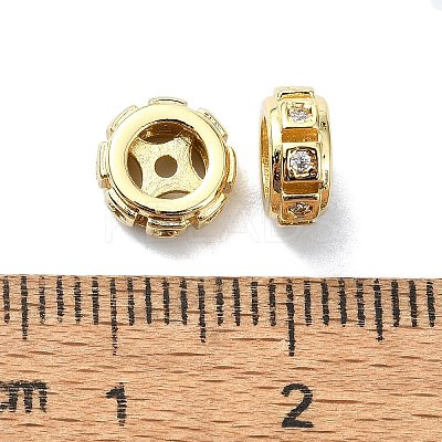 Rack Plating Brass Micro Pave Clear Cubic Zirconia Beads KK-U014-07G-1