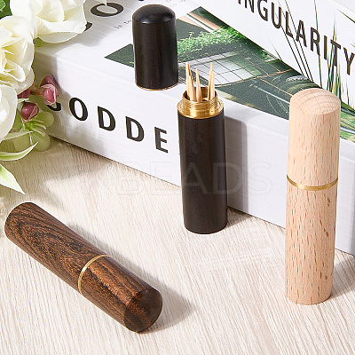 3pcs 3 Colors Sandalwood Leather Craft Sewing Needles Case Box AJEW-GF0011-72-1