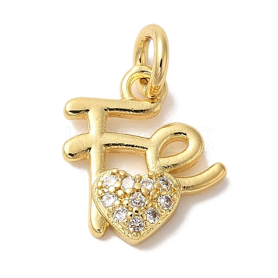 Rack Plating Brass Micro Pave Clear Cubic Zirconia Pendants KK-L220-022G-1