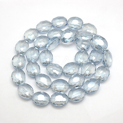 Faceted Electroplate Crystal Glass Oval Beads Strands EGLA-F059B-13-1