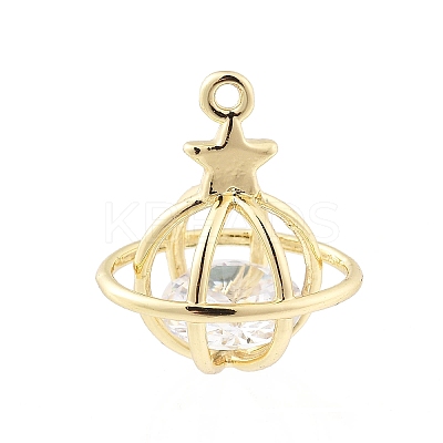 Brass Micro Pave Clear Cubic Zirconia Charms LS-KK-K371-32G-1