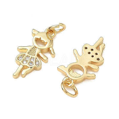 Brass Micro Pave Clear Cubic Zirconia Pendants CU-CBA9AFC-01G-16-1