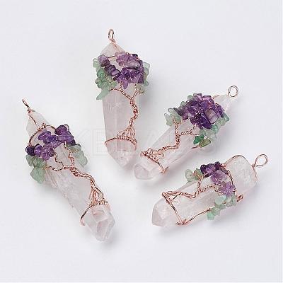 Natural Quartz Crystal Big Pointed Pendants G-P245-01-1
