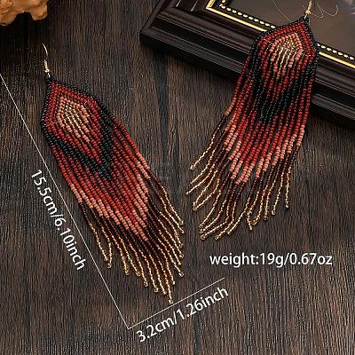 Bohemian Handmade Glass Seed Beads Dangle Earrings EM1640-1