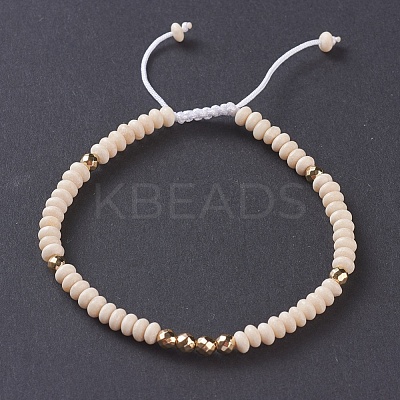 Natural Fossil Braided Bead Bracelets BJEW-O175-C12-1