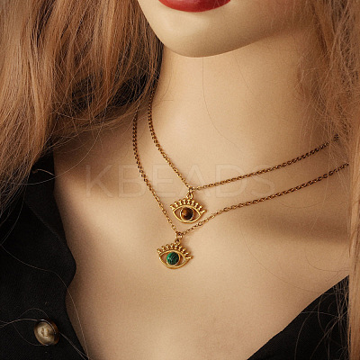 Natural Malachite Eye Pendants STAS-Q249-01G-02-1