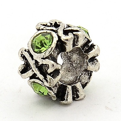 Vintage Alloy Rhinestone European Beads RB-M013-01-1