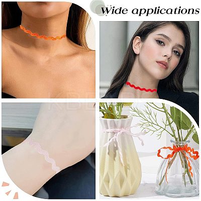 4 Strands 4 Colors Polyester Wave Bending Fringe Trim OCOR-GF0002-43C-1