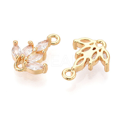 Brass Pave Clear Cubic Zirconia Connector Charms KK-T078-03G-03-1