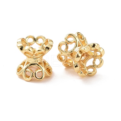 Eco-friendly Brass Double Bead Caps KK-D079-07G-1