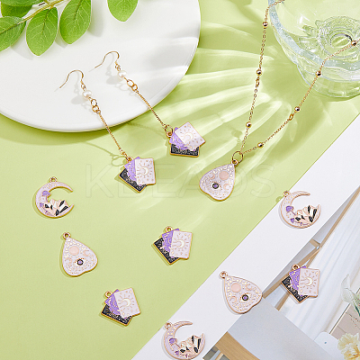 18Pcs 3 Styles Tarot Style Alloy Eanaml Pendants FIND-DC0006-60-1
