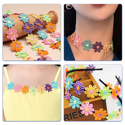 8 Strands 8 Styles Polyester Lace Trims OCOR-GL0001-04-1