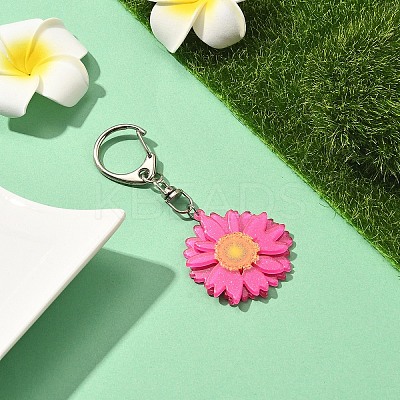 Acrylic Daisy Pendant Decoration HJEW-YW00028-02-1